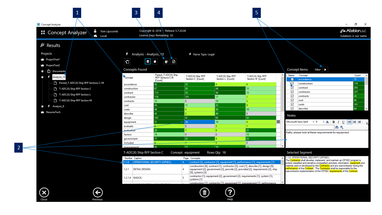 Screen image of the Matrix panel